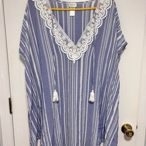 Dotti Blue and White Embellished Tunic